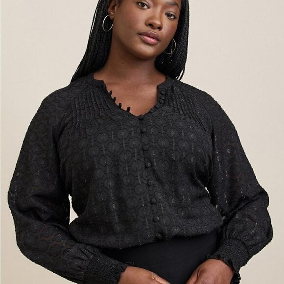 Torrid Chiffon Smocked Blouson Sleeve Blouse, Size 2X, NWT - Picture 1 of 7